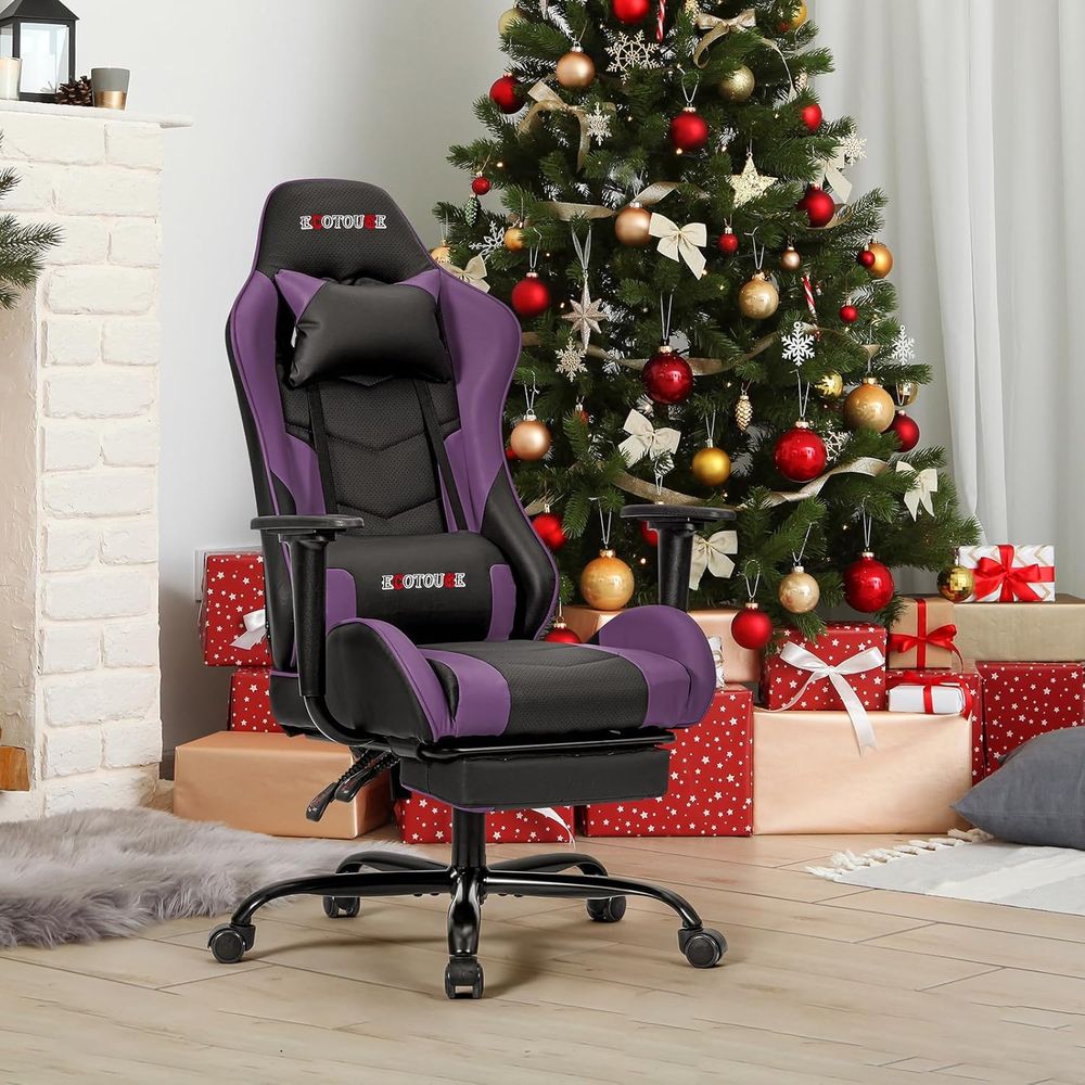 Gaming & Esports District - Racing-Style Gaming Chair with Footrest, High-Back