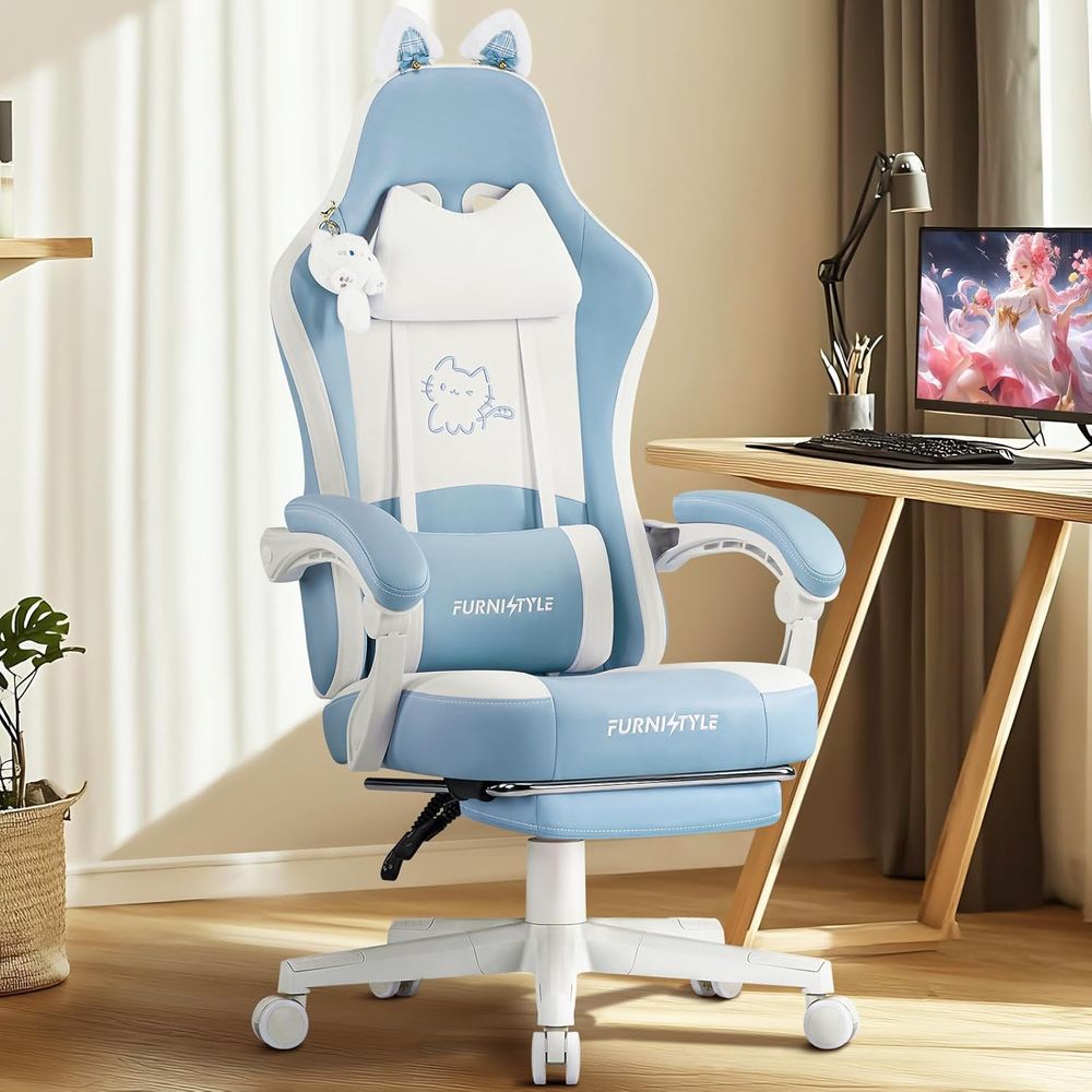 Ergonomic Blue/White Gaming Ch - Gaming & Esports District 评论和价格