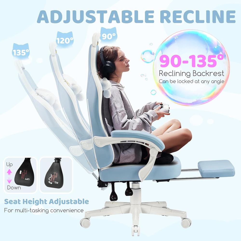 Ergonomic Blue/White Gaming Ch - Gaming & Esports District 评论和价格