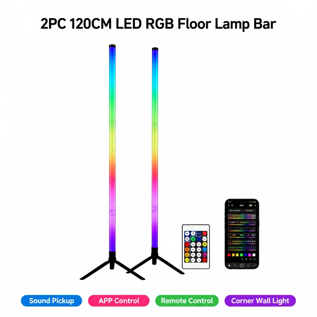 2PCS 120CM RGB Floor Lamp, Sou - Esports & Gaming Optics Gmbh 评论和价格