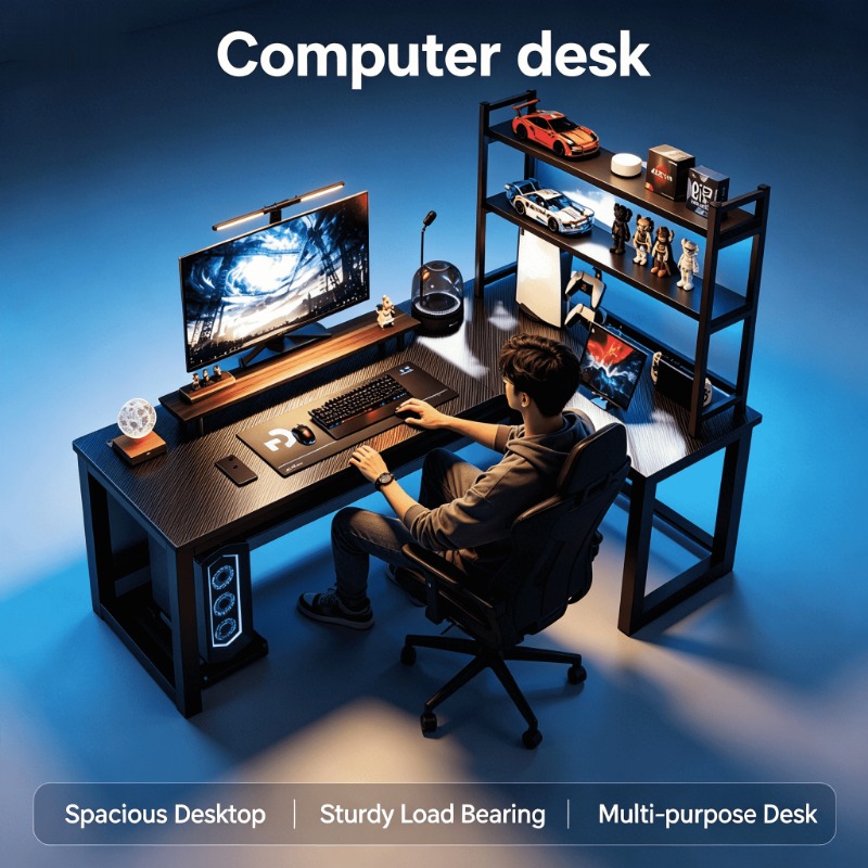 Adjustable Height L Shaped Cor - Esports Gaming Table 评论和价格