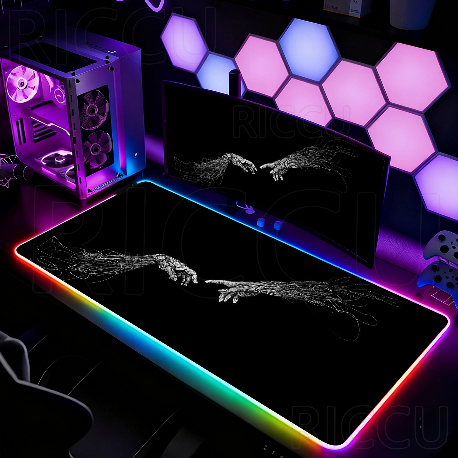 RGB XXL HD Large Black White G - Esports Gaming Setup 评论和价格